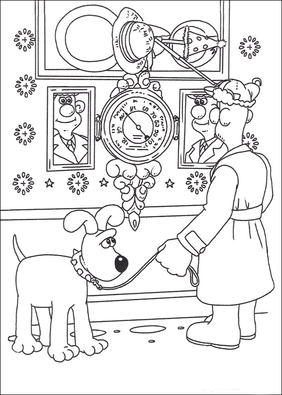 coloriage wallace et gromit promenade en laisse